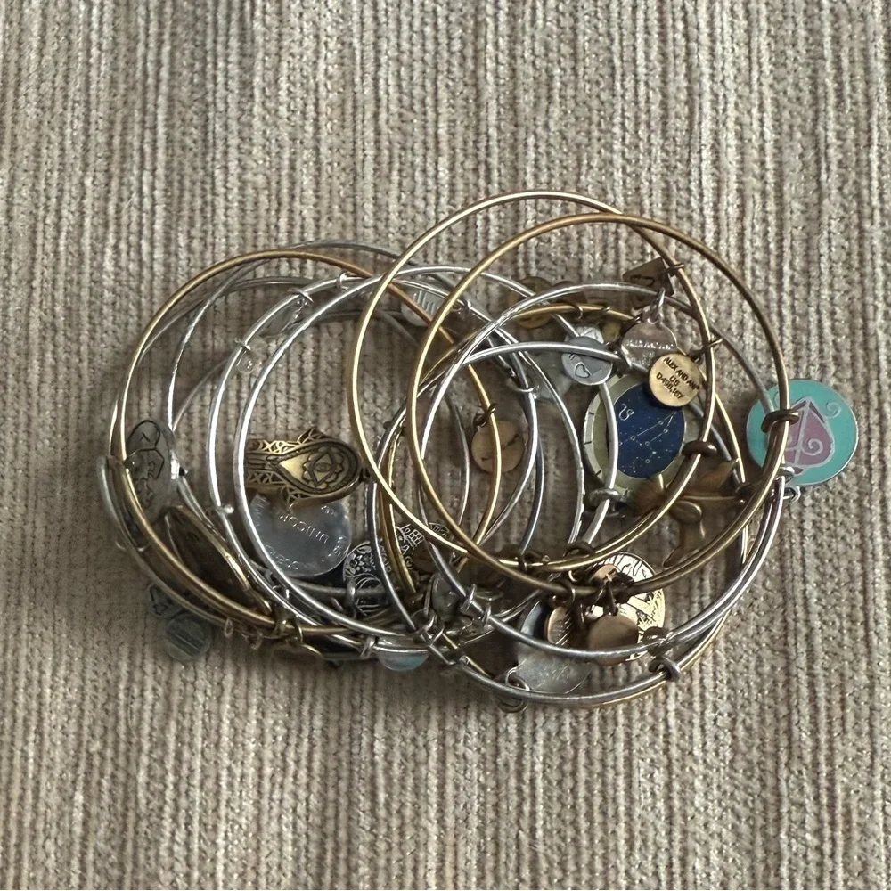 Lot of 11 Assorted Alex And Ani Bracelets Silver And Gold Tone